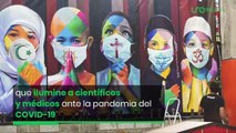 Juntos contra el #COVID19: artista callejero en Brasil une a religiones en mural
