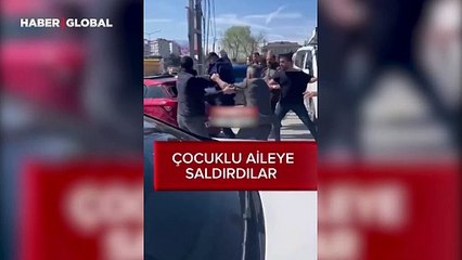 Arnavutköy'de dehşet anları: Güpegündüz çocuklu aileye saldırdılar