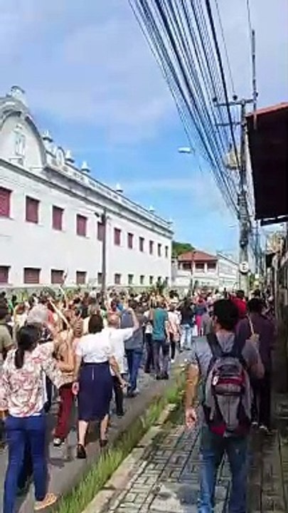 Fiéis participam da procissão dos ramos em Fortaleza