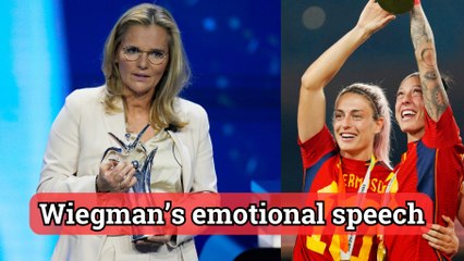 England coach dedicates award to Spanish women’s soccer team in emotional speech