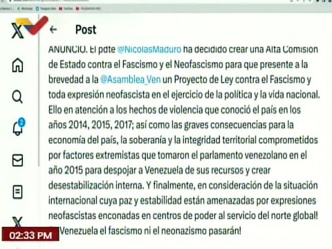 Pdte. Nicolás Maduro crea la Alta Comisión de Estado contra el Fascismo y Neofascismo