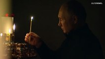 شاهد: بوتين يصلي ويضيء شموعًا في كنيسة تكريمًا لضحايا هجوم موسكو الدامي