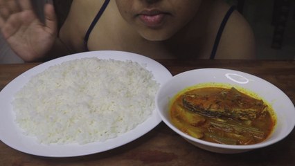 EATING WHITE RICE, FISH CURRY WITH DRUMSTICK & POTATO | MUKBANG | EATING SHOW