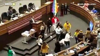 Pelea de perros y gatos en el parlamento boliviano por moción de censura a ministro