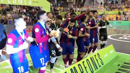 El Barça de fútbol sala festeja su séptima Copa de España