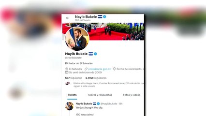 Nayib Bukele escribe en su biografía de Twitter dictador de El Salvador