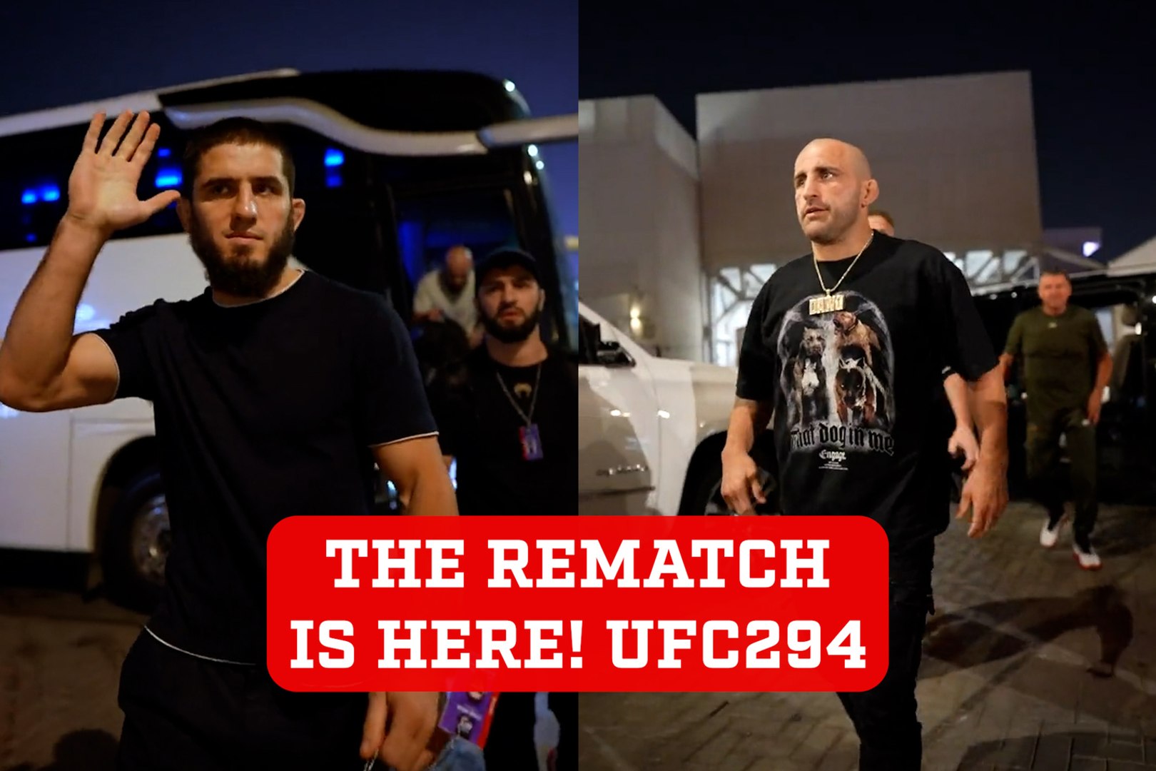 The rematch is here! Makhachev and Alexander Volkanovski hit the arena for UFC294