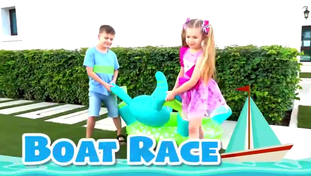 Diana and Roma DIY Boat Race! Rescued from Pirates by New Friend!