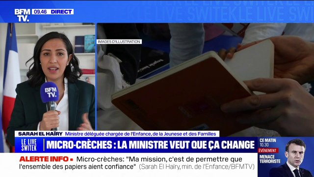 Micro-crèches: Je ne veux pas laisser s'installer un scandale ou un drame affirme Sarah El Haïry, ministre déléguée chargée de l'Enfance, de la Jeunesse et des Familles