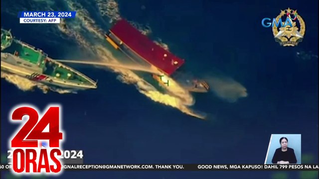 24 Oras Part 1: Mala-bagyong pangwa-water cannon ng China, nagliyab na van nang salpukin ng truck; dumaraming kaso ng pertussis ; lagay ng terminal ngayong Lunes Santo, atbp.