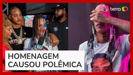 Oruam usa camiseta pedindo liberdade ao pai, o traficante Marcinho VP, em show no Lollapalooza