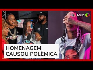 Oruam usa camiseta pedindo liberdade ao pai, o traficante Marcinho VP, em show no Lollapalooza