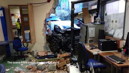 Car crashes through wall of hospital ward at Bronglais in Aberystwyth