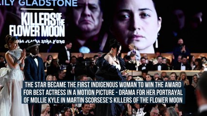 Lily Gladstone speaks Blackfeet language she accepts historic Golden Globe award