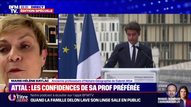 J'ai été vraiment épatée par la façon dont il a pris en main le ministère de l'Éducation nationale : Marie-Hélène Baylac, ancienne professeure de Gabriel Attal, témoigne sur BFMTV