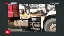Incendio de camión en San Julián, chofer sufrió grabes quemaduras mientras dormía
