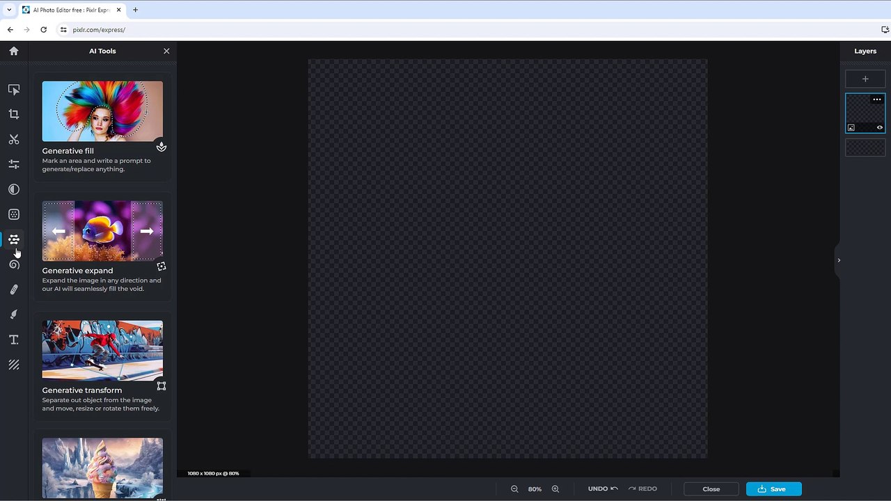 Pixlr X Section 3 Interface