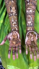 Stylish front hand bridal mehndi design