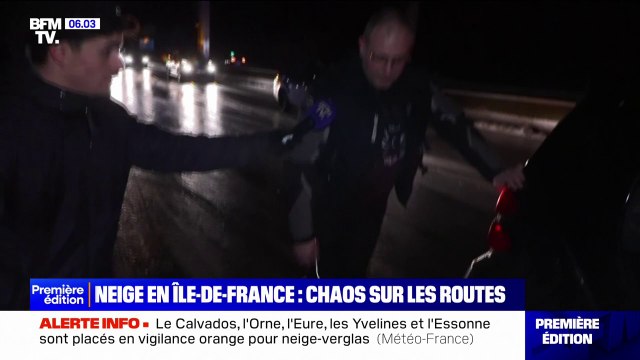 C'est une patinoire : les images d'une nuit de galère sur les routes d'Île-de-France à cause de la neige et du verglas