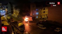 Bursa'da park halindeki kamyonet alev alev yandı
