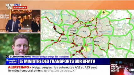 Neige et verglas: Clément Beaune évoque "une centaine d'accidents sans gravité" en Île-de-France