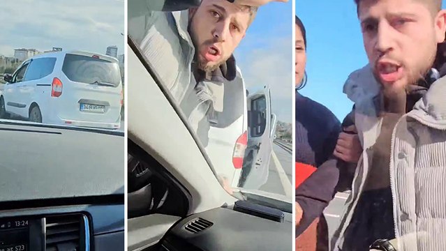 TEM Otoyolu'nda öfkeli sürücü yolunu kestiği otomobilin camını yumrukladı