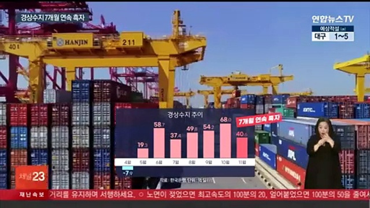 반도체 수출 회복 속 경상수지 7개월 연속 흑자