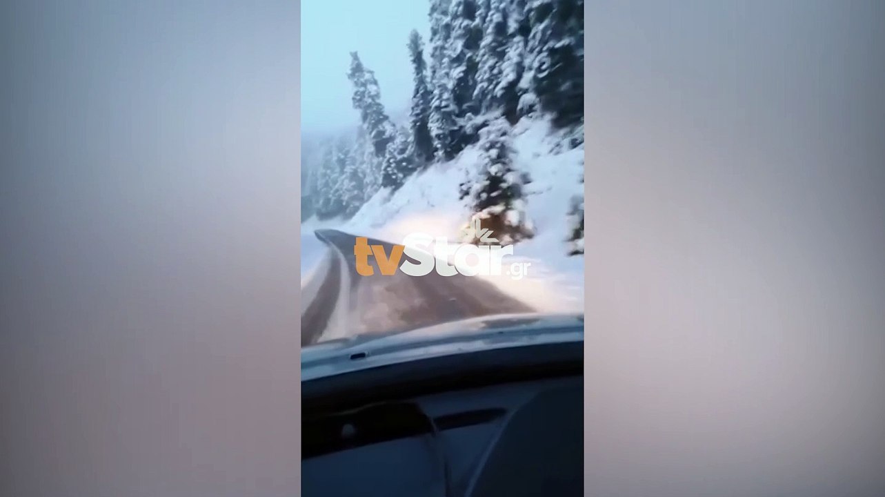 Αρκετό το χιόνι στο Κρίκελλο Ευρυτανίας - Χωρίς προβλήματα η μετακίνηση των οχημάτων