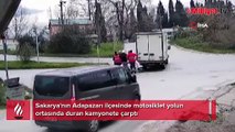 Kazada kaskın önemi: Kamyonete çarptı, yara almadan kurtuldu