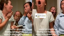 Cute moment woman reveals she is pregnant in front of SHOCKED SISTERS
