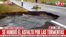 Ruta 12: impresionantes tormentas provocan hundimiento del asfalto