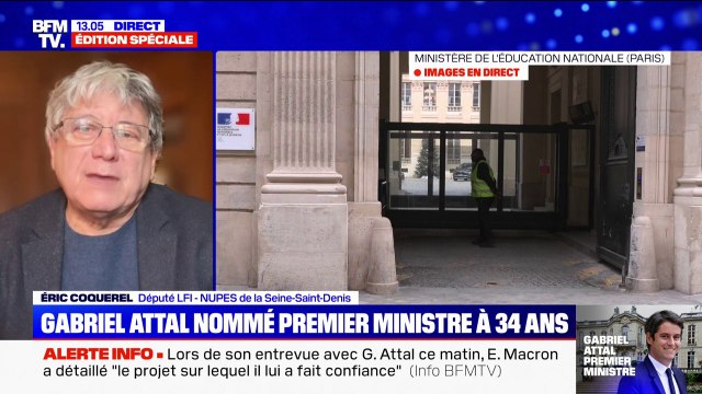 Gabriel Attal nommé Premier ministre: pour Éric Coquerel (LFI), il mènera une politique de droite