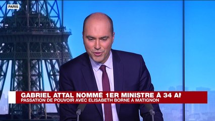 France : passation de pouvoir entre Élisabeth Borne et Gabriel Attal à Matignon