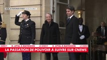 Arrivée du nouveau Premier ministre, Gabriel Attal, à Matignon, pour la passation de pouvoir avec Elisabeth Borne