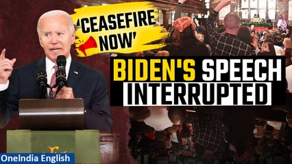 Israel-Hamas War: Joe Biden's speech interrupted by pro-Palestinian protesters | Watch | Oneindia