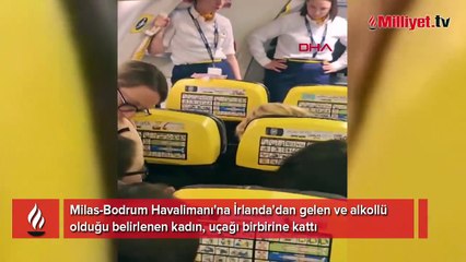 Bodrum uçağında alkollü yolcu alarmı