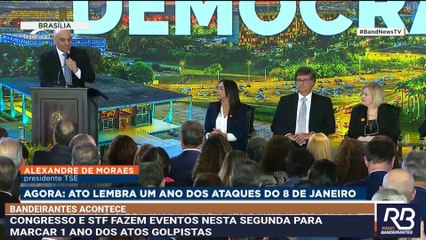 Alexandre de Moraes discursa no ato "Democracia Inabalada"