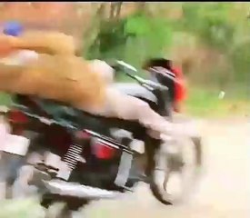 BIKE STUNT VIDEO लेटकर फर्राटे से दौड़ाई बाइक