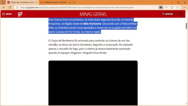 Ônibus são incendiados na Avenida Amazonas, em Belo Horizonte