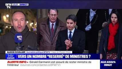 Remaniement: un "objectif de resserrement" du nombre de ministres a été évoqué lors du dîner entre Emmanuel Macron et Gabriel Attal à l'Élysée
