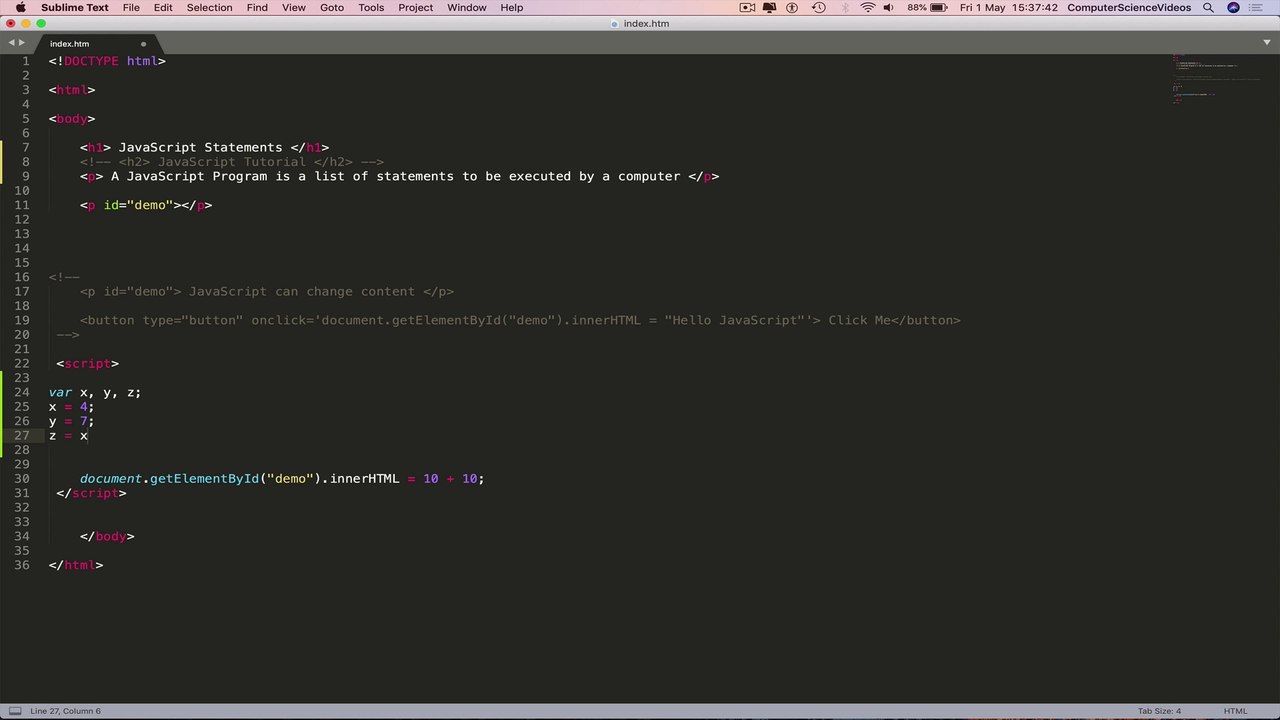 Programming in JAVASCRIPT - Tutorial 5 | JavaScript Statements