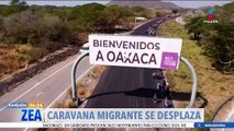 Caravana migrante llega a San Pedro Tapanatepec, Oaxaca