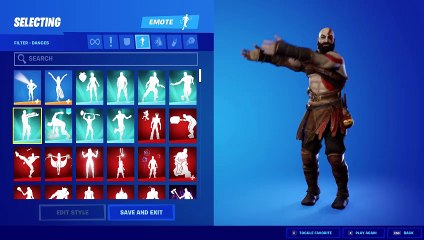 Fortnite KRATOS Skin Showcase With Best Dances