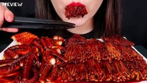 ASMR MUKBANG | SPICY SEAFOOD MUSHROOMS AND OCTOPUS EATING | FOOD VIBES ASMR | NO TALKING MUKBANG