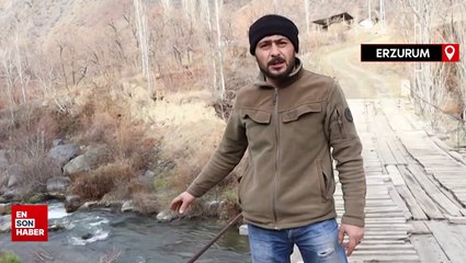 Oltu'da köylüler 44 yıllık asma köprünün yıkılıp, yenisinin yapılmasını istiyor