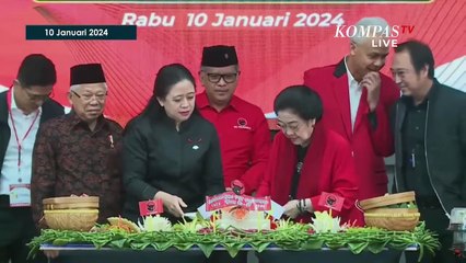 Скачать видео: Momen Megawati Beri Maruf Amin Potongan Tumpeng Pertama hingga Pose 3 Jari di HUT ke-51 PDIP