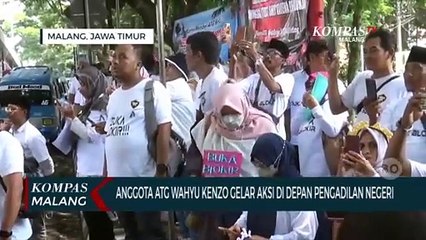 Anggota ATG Wahyu Kenzo Gelar Aksi di Depan Pengadilan Negeri Kota Malang