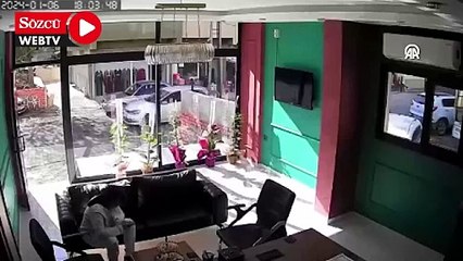 İş yerine silahlı saldırı güvenlik kamerasında