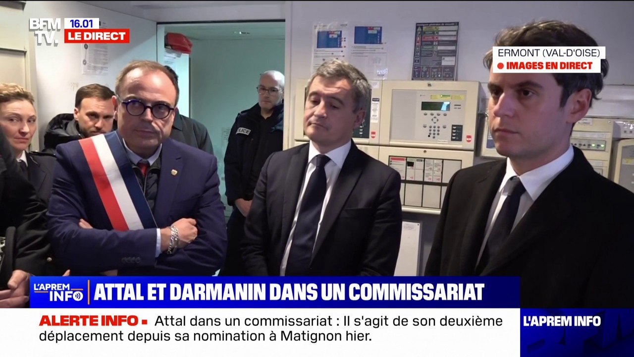 "Il y a aussi une parole qui se libère et c'est important de pouvoir l'accueillir": Gabriel Attal échange avec des policiers d'Ermont dans le Val-d'Oise au sujet des violences intrafamiliales