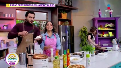 Prepara deliciosas papas gratinadas con jamón y queso